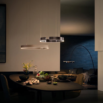 Modern Circular Chandelier - Adjustable LED Lighting & Dimmable Featur