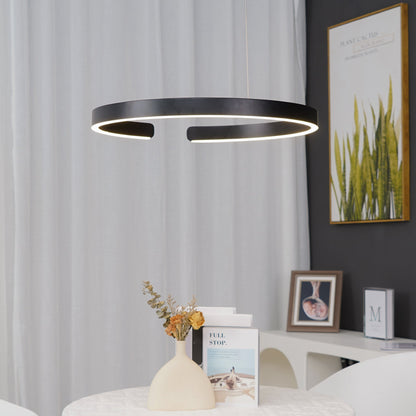 Modern Circular Chandelier - Adjustable LED Lighting & Dimmable Featur