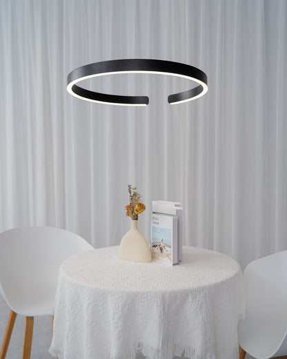 Modern Circular Chandelier - Adjustable LED Lighting & Dimmable Featur
