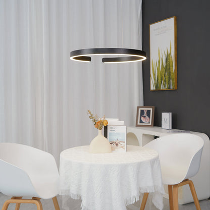Modern Circular Chandelier - Adjustable LED Lighting & Dimmable Featur