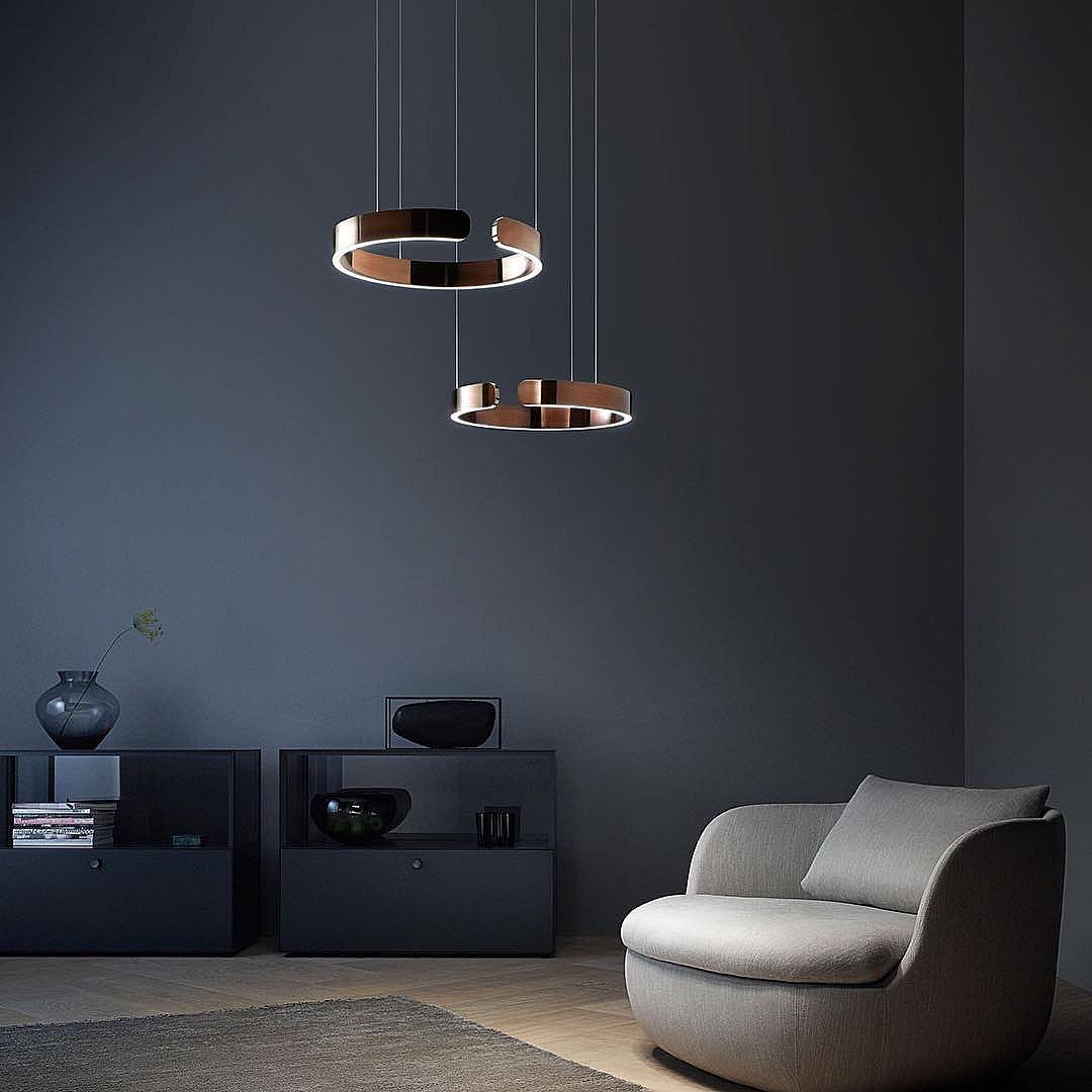 Modern Circular Chandelier - Adjustable LED Lighting & Dimmable Featur