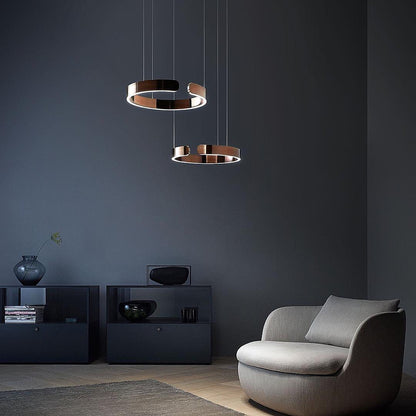 Modern Circular Chandelier - Adjustable LED Lighting & Dimmable Featur