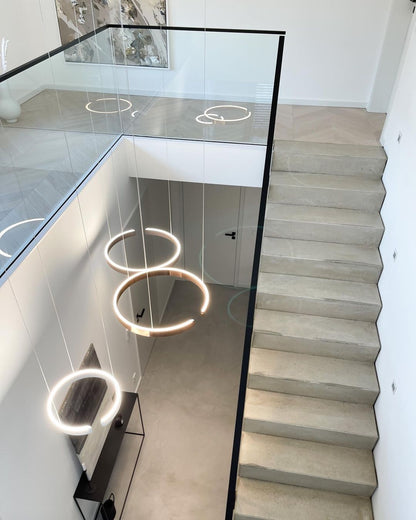 Modern Circular Chandelier - Adjustable LED Lighting & Dimmable Featur