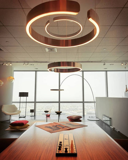 Modern Circular Chandelier - Adjustable LED Lighting & Dimmable Featur