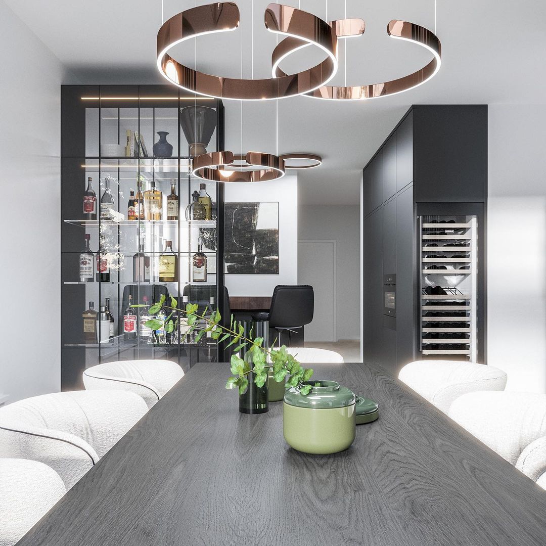 Modern Circular Chandelier - Adjustable LED Lighting & Dimmable Featur