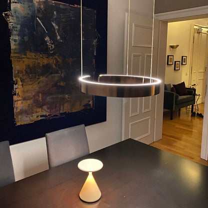 Modern Circular Chandelier - Adjustable LED Lighting & Dimmable Featur