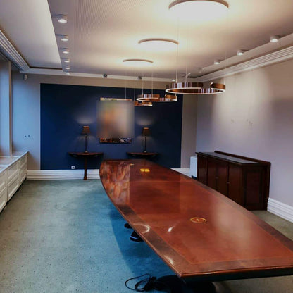 Modern Circular Chandelier - Adjustable LED Lighting & Dimmable Featur