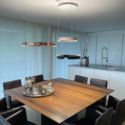Modern Circular Chandelier - Adjustable LED Lighting & Dimmable Featur