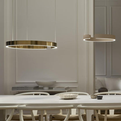 Modern Circular Chandelier - Adjustable LED Lighting & Dimmable Featur