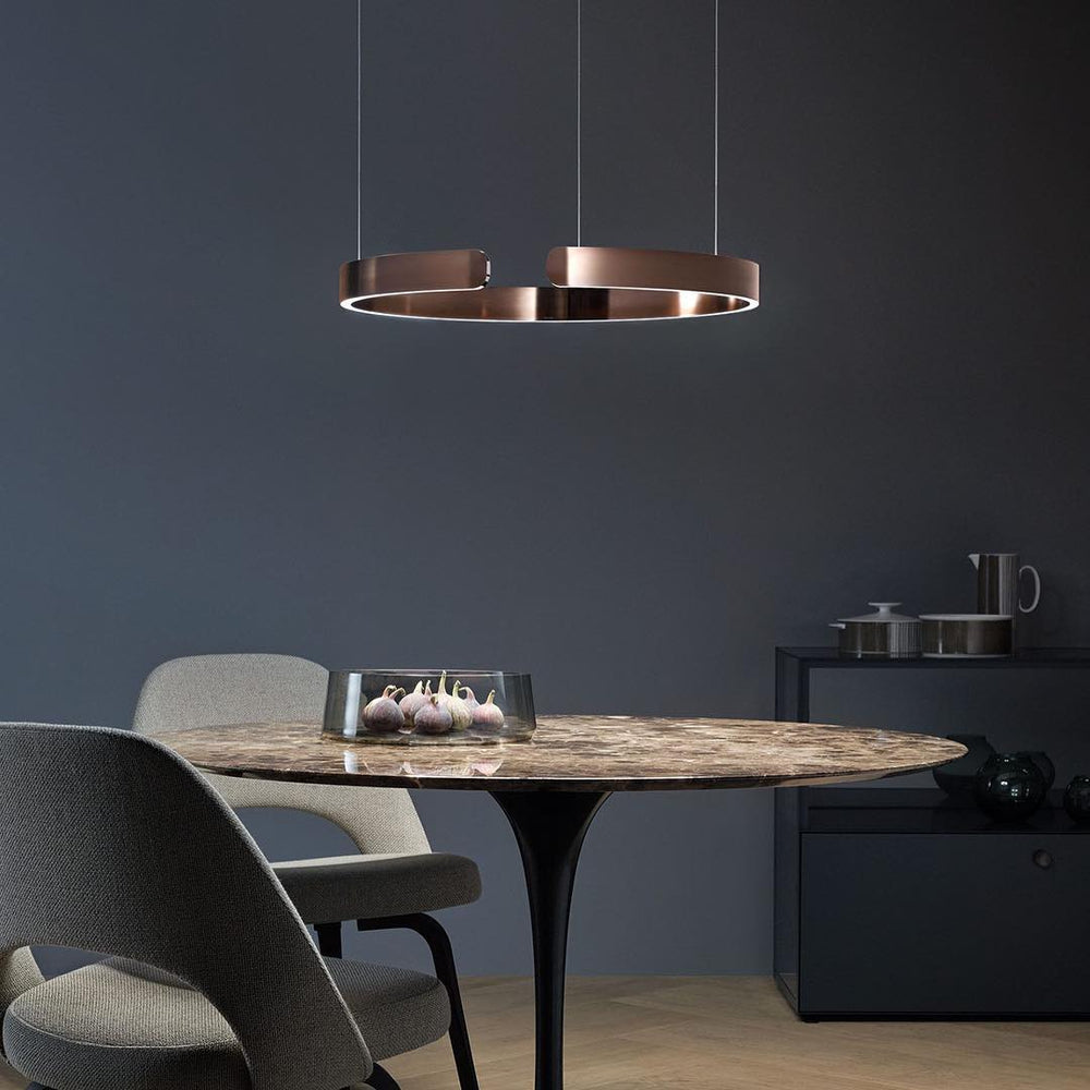 Modern Circular Chandelier - Adjustable LED Lighting & Dimmable Featur