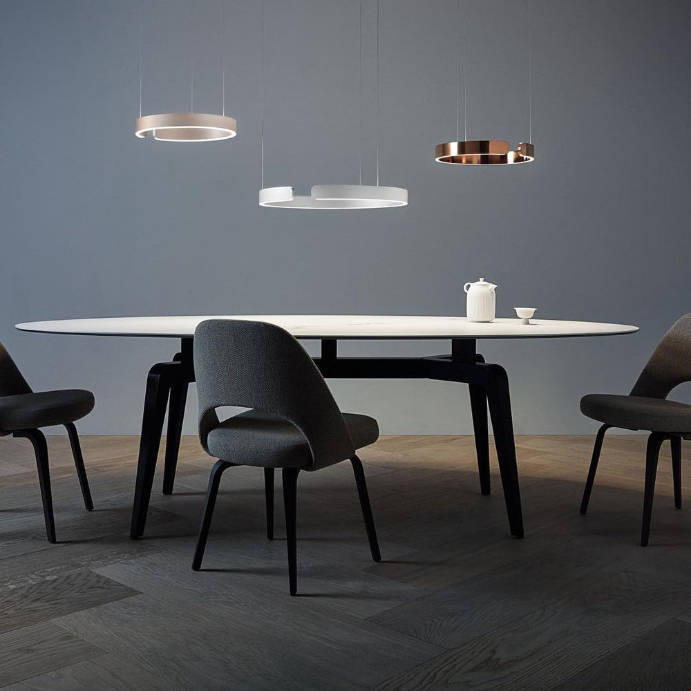 Modern Circular Chandelier - Adjustable LED Lighting & Dimmable Featur