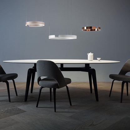 Modern Circular Chandelier - Adjustable LED Lighting & Dimmable Featur