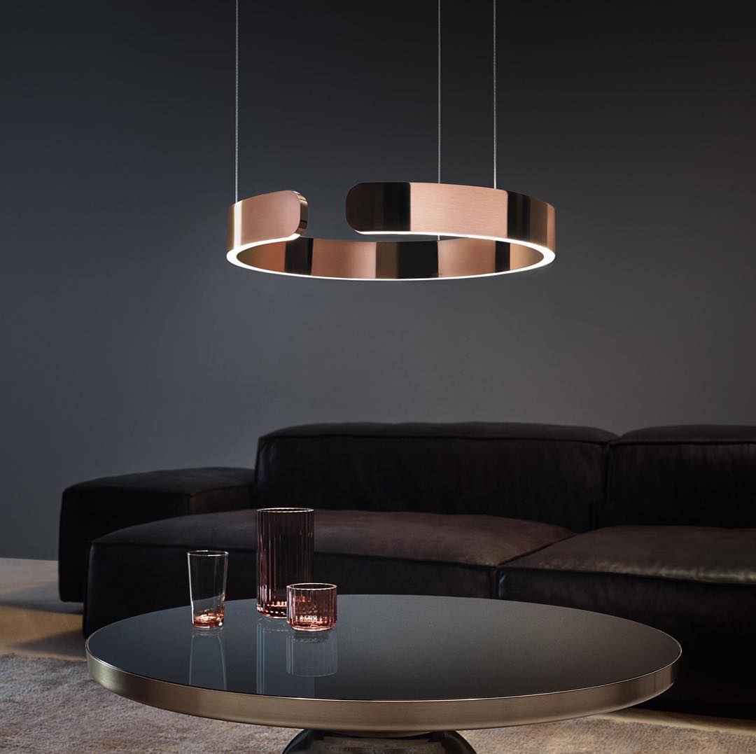 Modern Circular Chandelier - Adjustable LED Lighting & Dimmable Featur