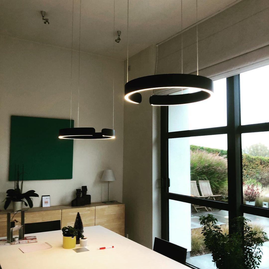 Modern Circular Chandelier - Adjustable LED Lighting & Dimmable Featur