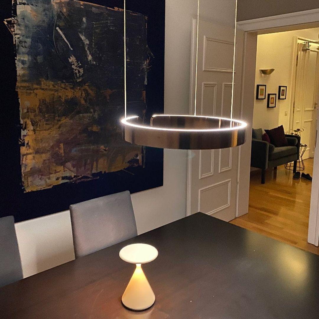 Modern Circular Chandelier - Adjustable LED Lighting & Dimmable Featur
