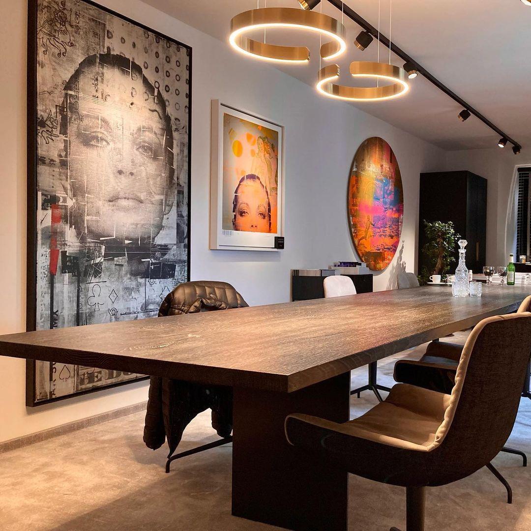 Modern Circular Chandelier - Adjustable LED Lighting & Dimmable Featur