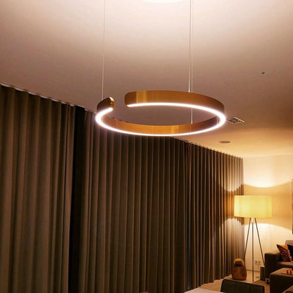 Modern Circular Chandelier - Adjustable LED Lighting & Dimmable Featur