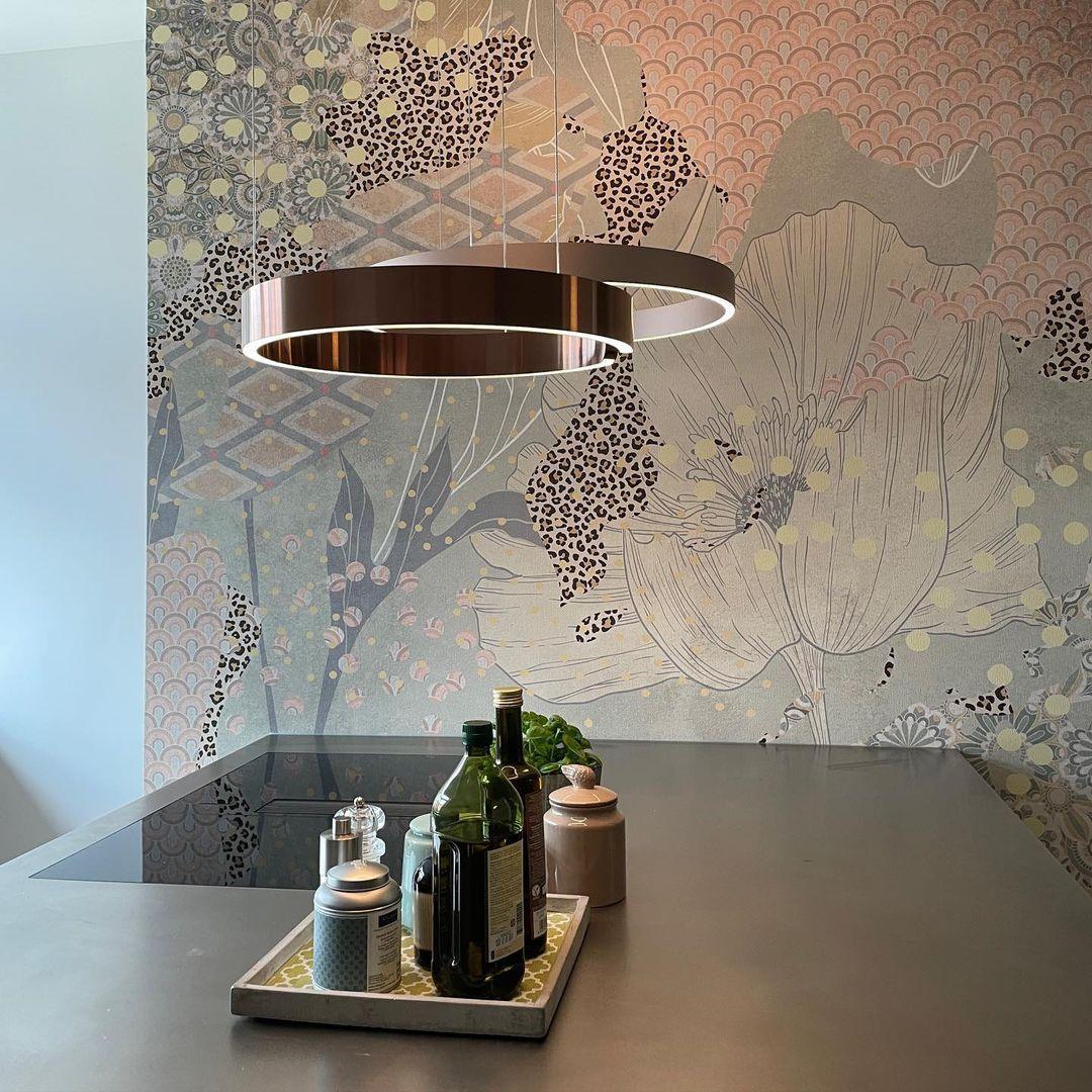 Modern Circular Chandelier - Adjustable LED Lighting & Dimmable Featur