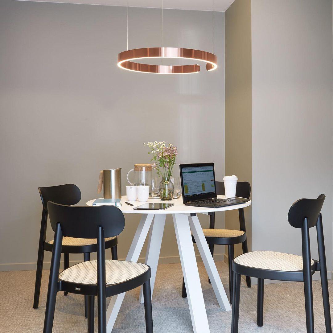 Modern Circular Chandelier - Adjustable LED Lighting & Dimmable Featur
