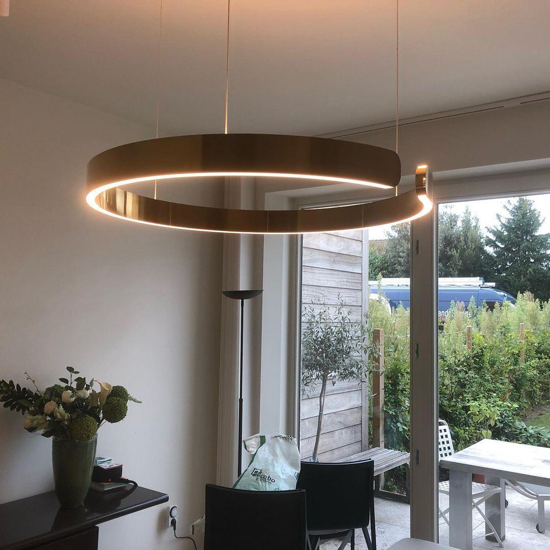 Modern Circular Chandelier - Adjustable LED Lighting & Dimmable Featur