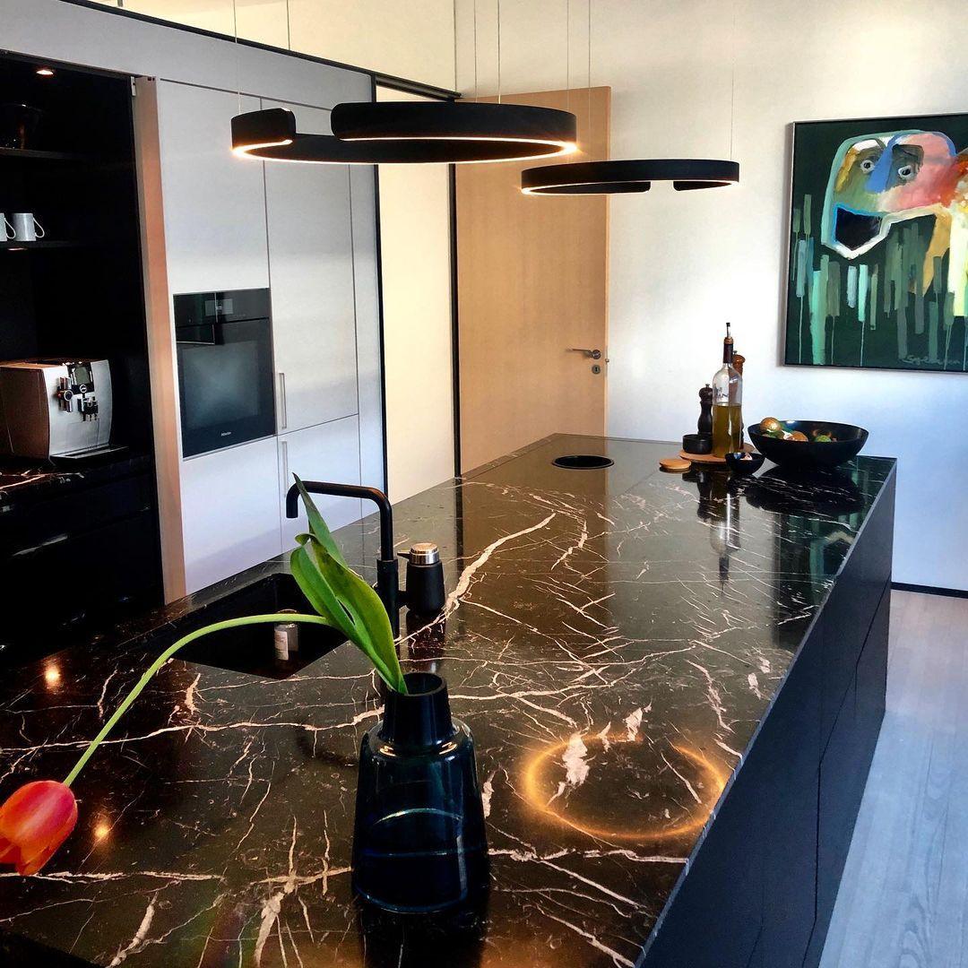Modern Circular Chandelier - Adjustable LED Lighting & Dimmable Featur