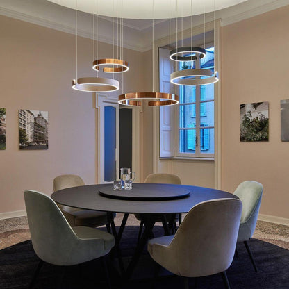 Modern Circular Chandelier - Adjustable LED Lighting & Dimmable Featur