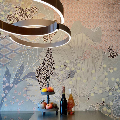 Modern Circular Chandelier - Adjustable LED Lighting & Dimmable Featur