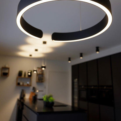 Modern Circular Chandelier - Adjustable LED Lighting & Dimmable Featur