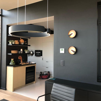 Modern Circular Chandelier - Adjustable LED Lighting & Dimmable Featur