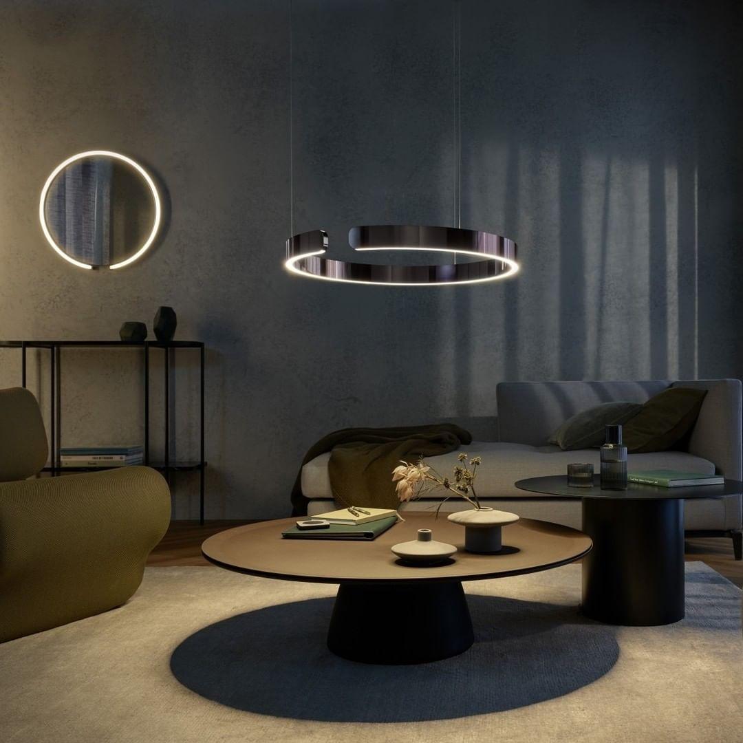 Modern Circular Chandelier - Adjustable LED Lighting & Dimmable Featur