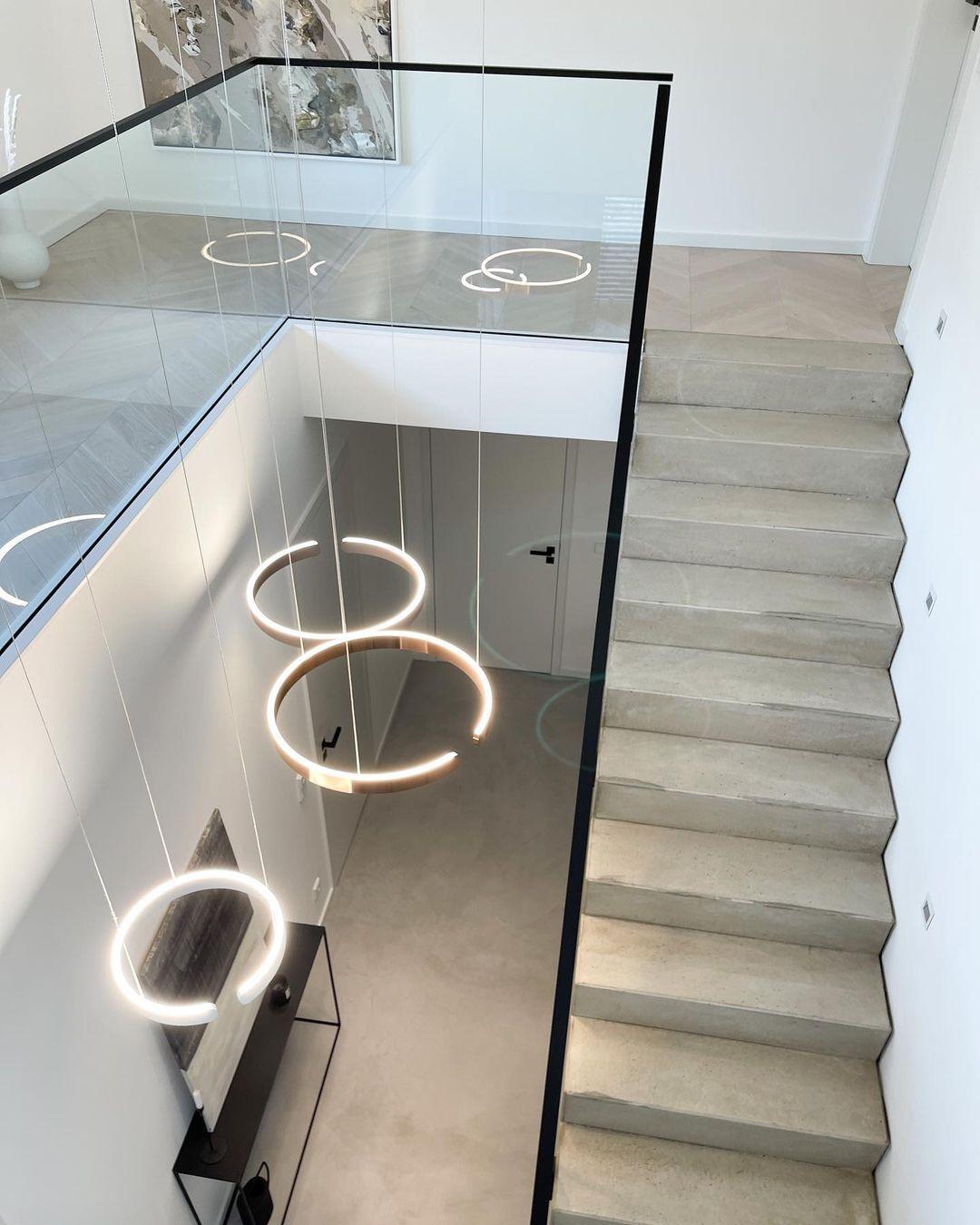 Modern Circular Chandelier - Adjustable LED Lighting & Dimmable Featur