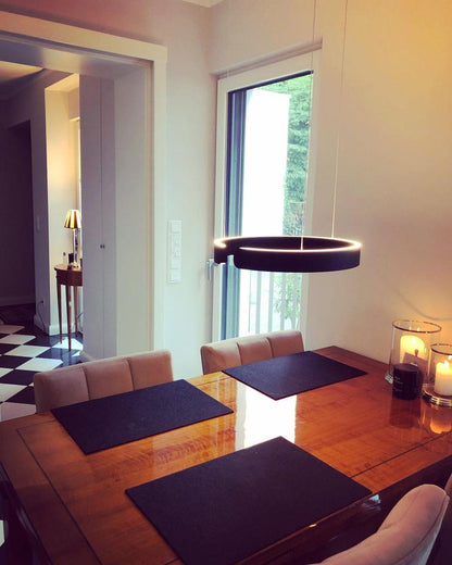 Modern Circular Chandelier - Adjustable LED Lighting & Dimmable Featur