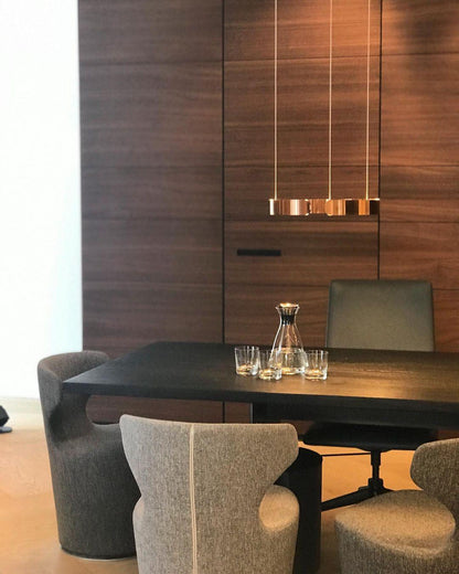 Modern Circular Chandelier - Adjustable LED Lighting & Dimmable Featur