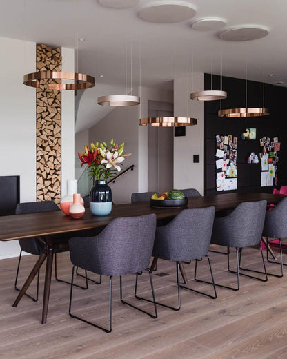 Modern Circular Chandelier - Adjustable LED Lighting & Dimmable Featur