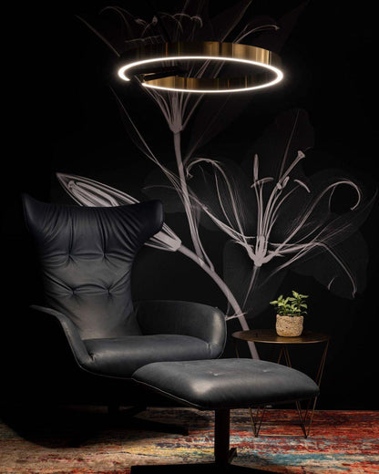 Modern Circular Chandelier - Adjustable LED Lighting & Dimmable Featur