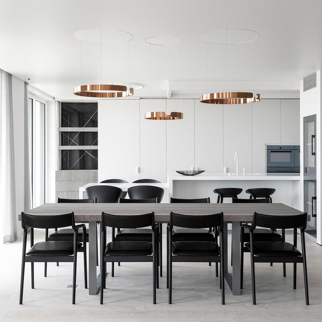 Modern Circular Chandelier - Adjustable LED Lighting & Dimmable Featur