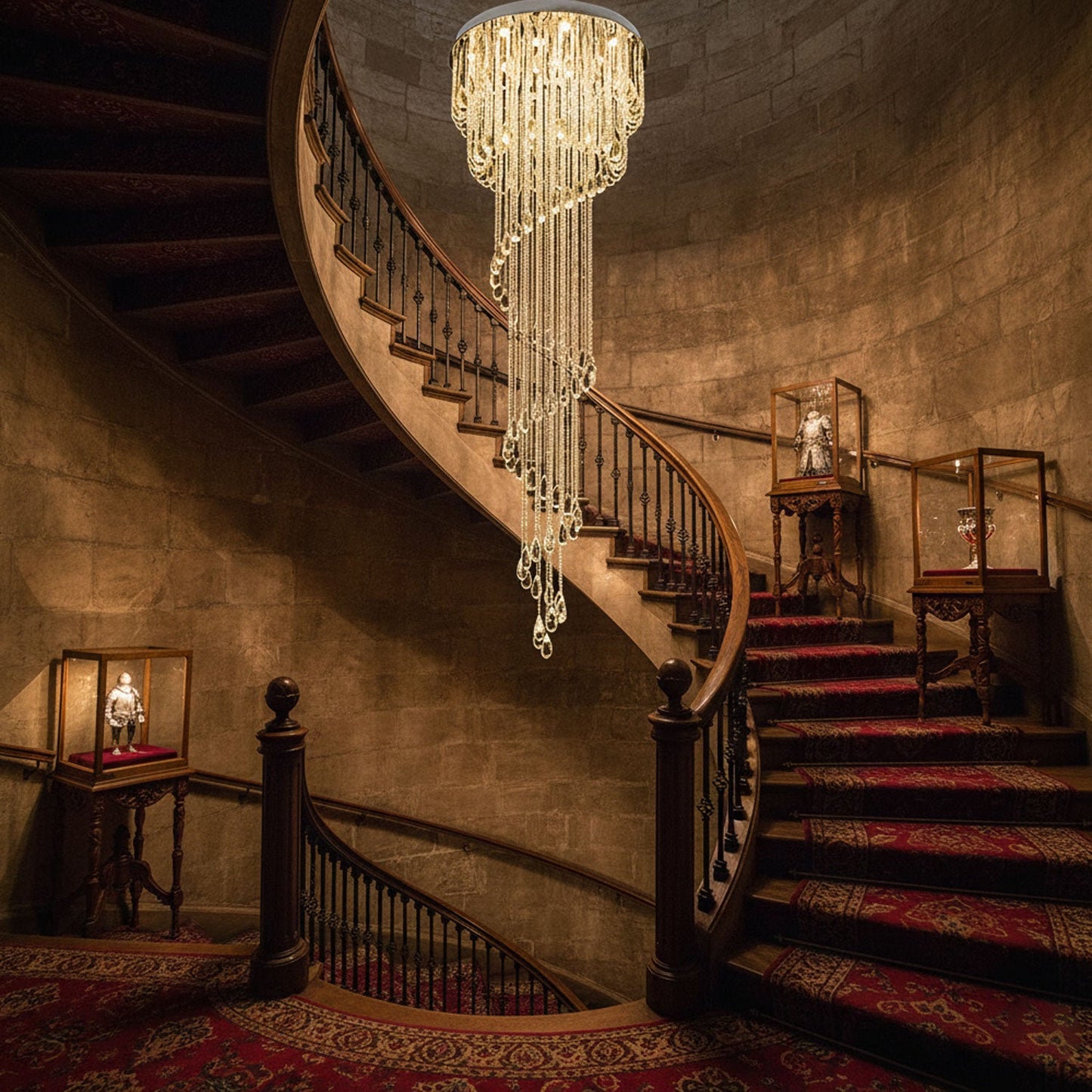Elegant Classic Symphony Spiral Chandelier with Crystal Accents & LED