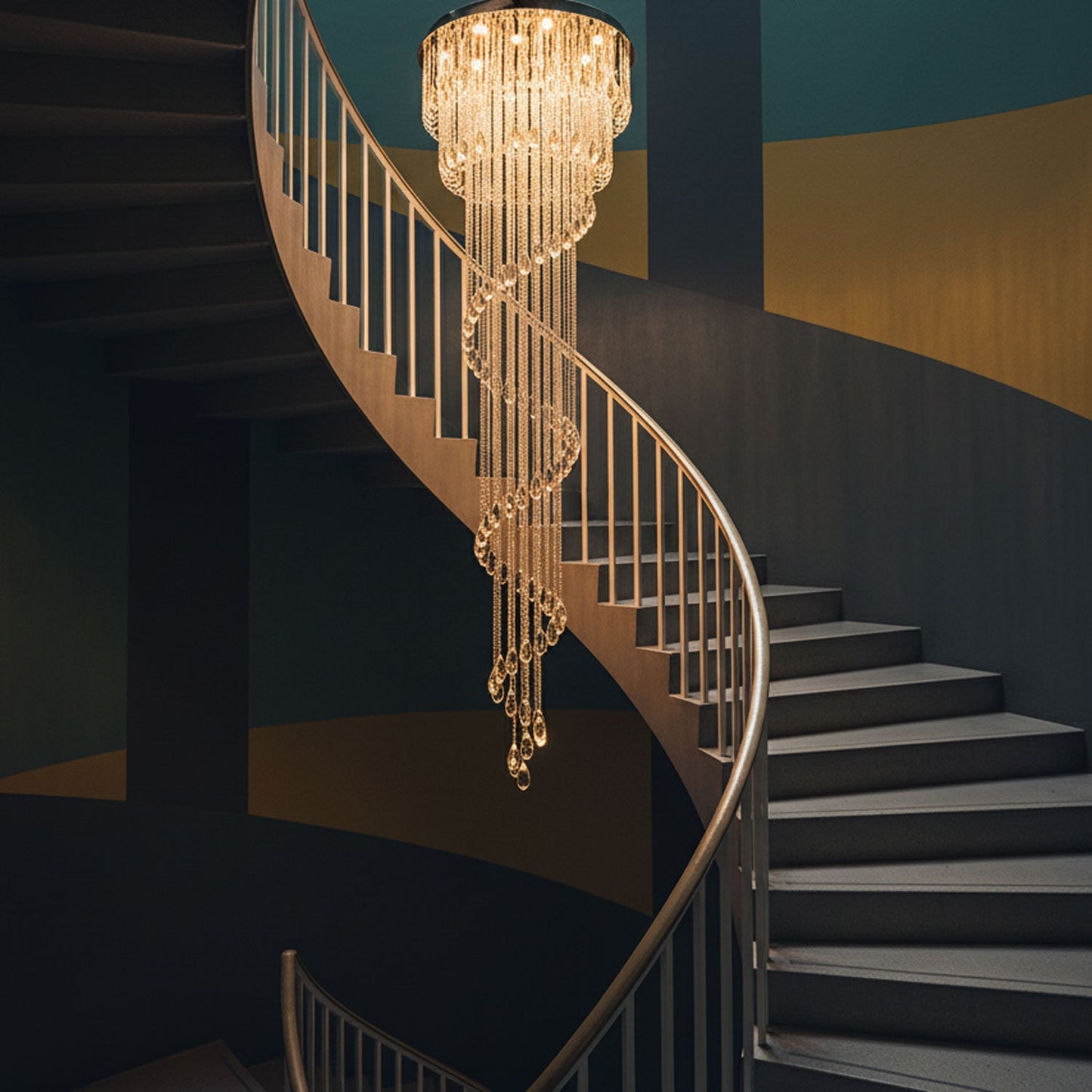 Elegant Classic Symphony Spiral Chandelier with Crystal Accents & LED