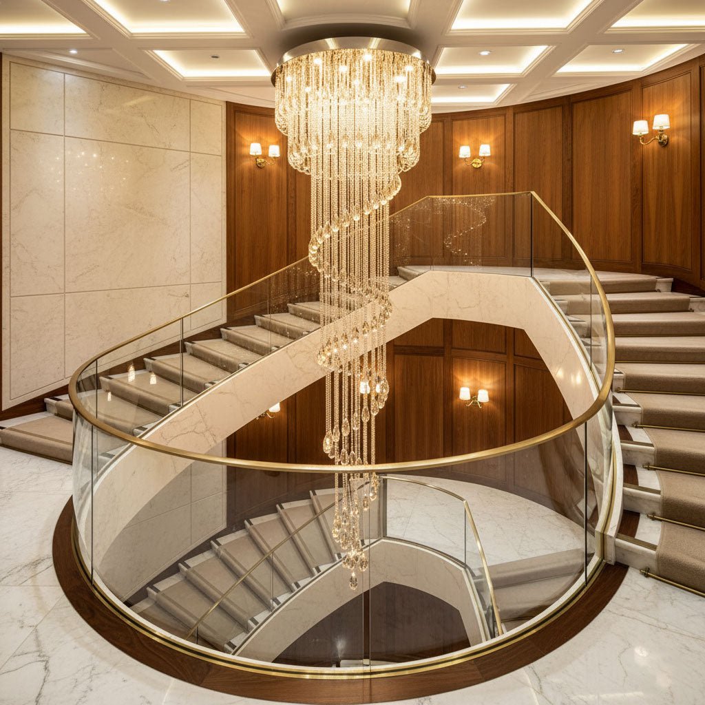 Elegant Classic Symphony Spiral Chandelier with Crystal Accents & LED