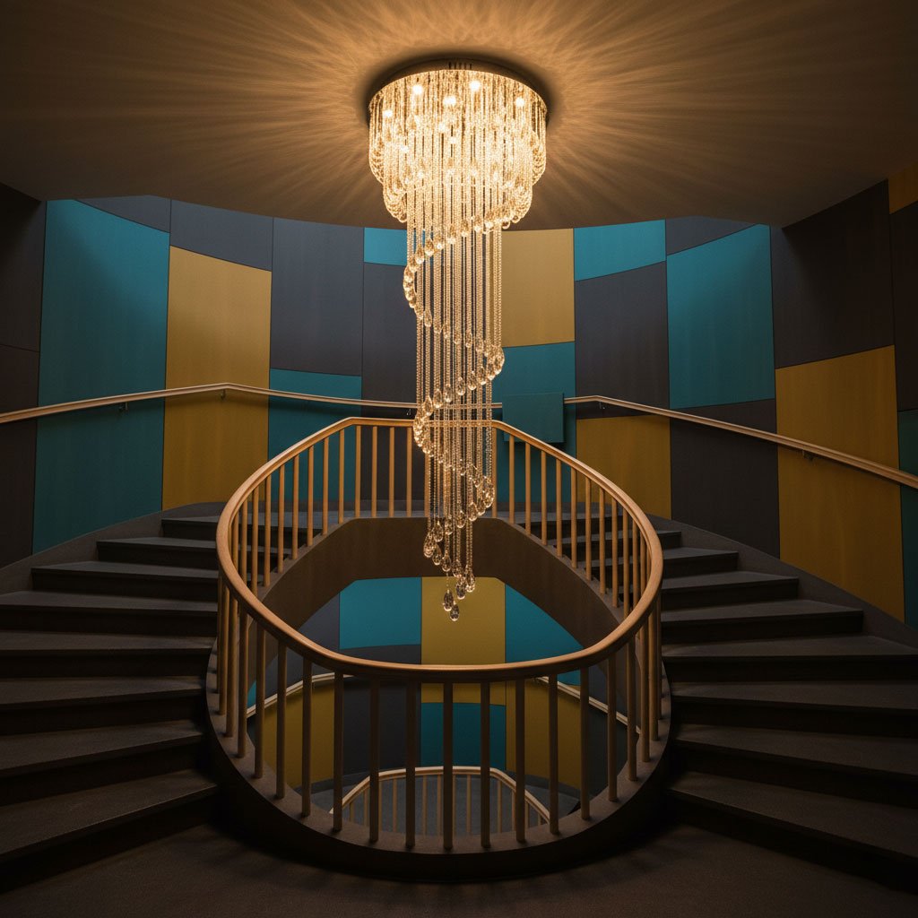 Elegant Classic Symphony Spiral Chandelier with Crystal Accents & LED