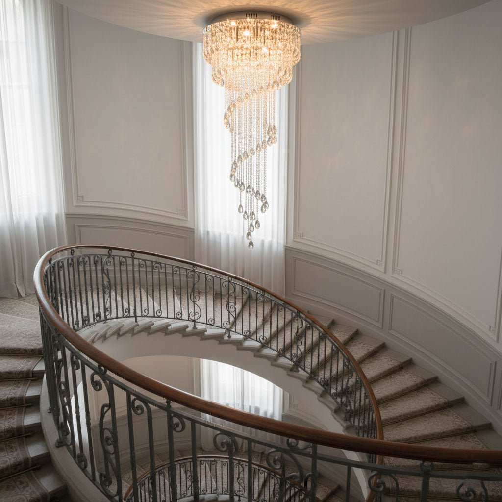 Elegant Classic Symphony Spiral Chandelier with Crystal Accents & LED