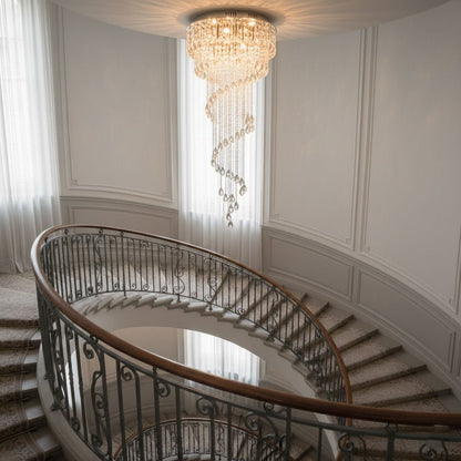Elegant Classic Symphony Spiral Chandelier with Crystal Accents & LED