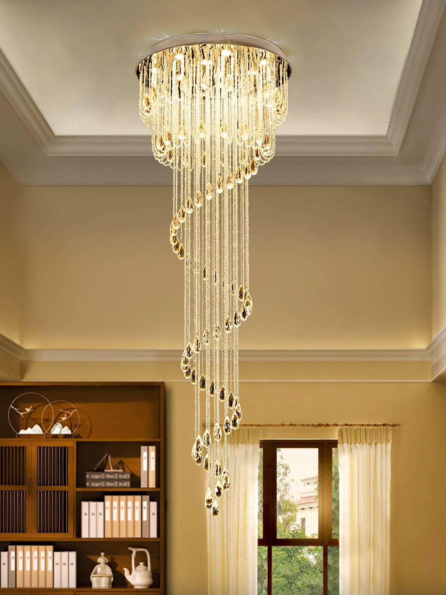 Elegant Classic Symphony Spiral Chandelier with Crystal Accents & LED