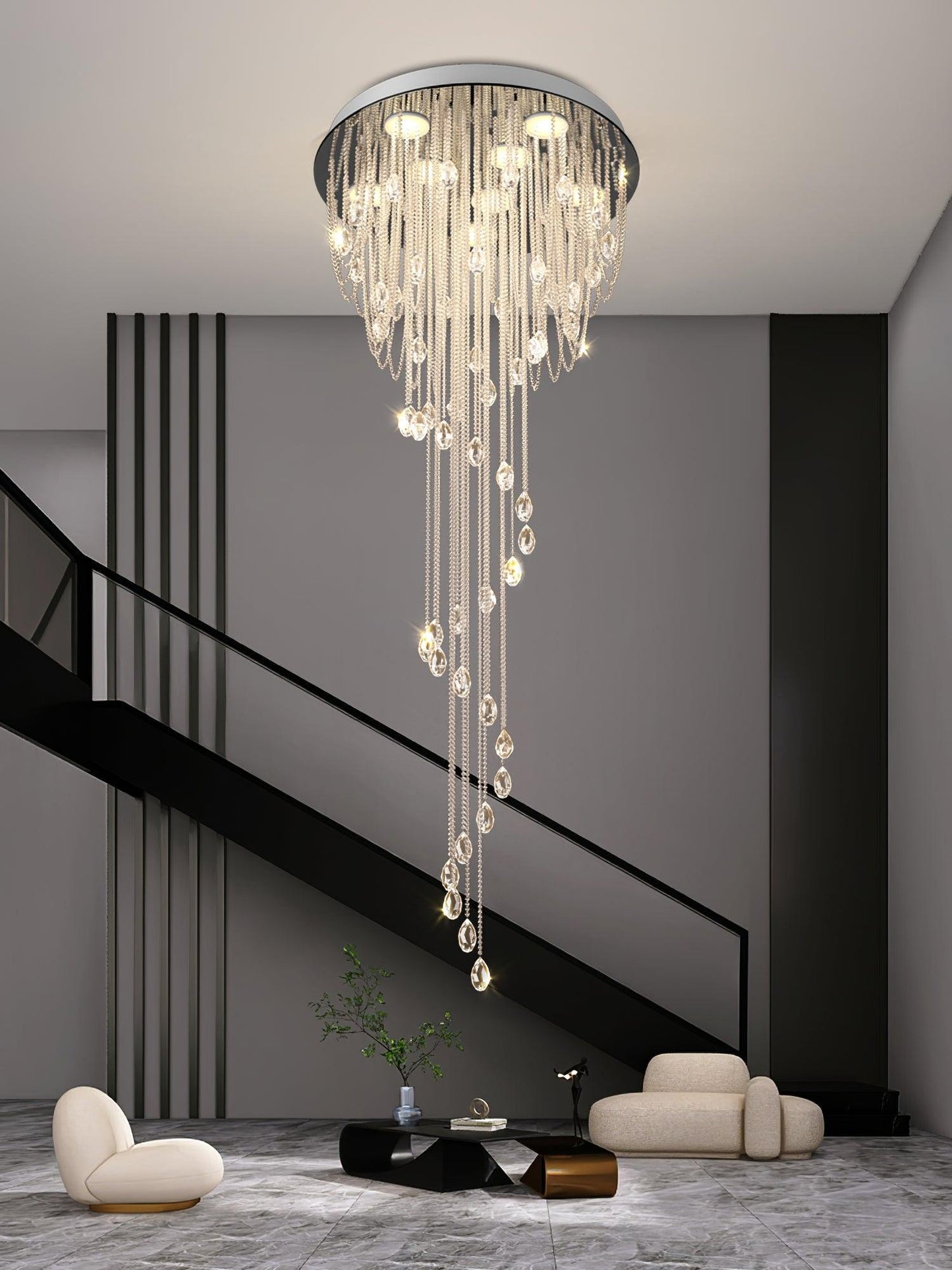 Elegant Classic Symphony Spiral Chandelier with Crystal Accents & LED