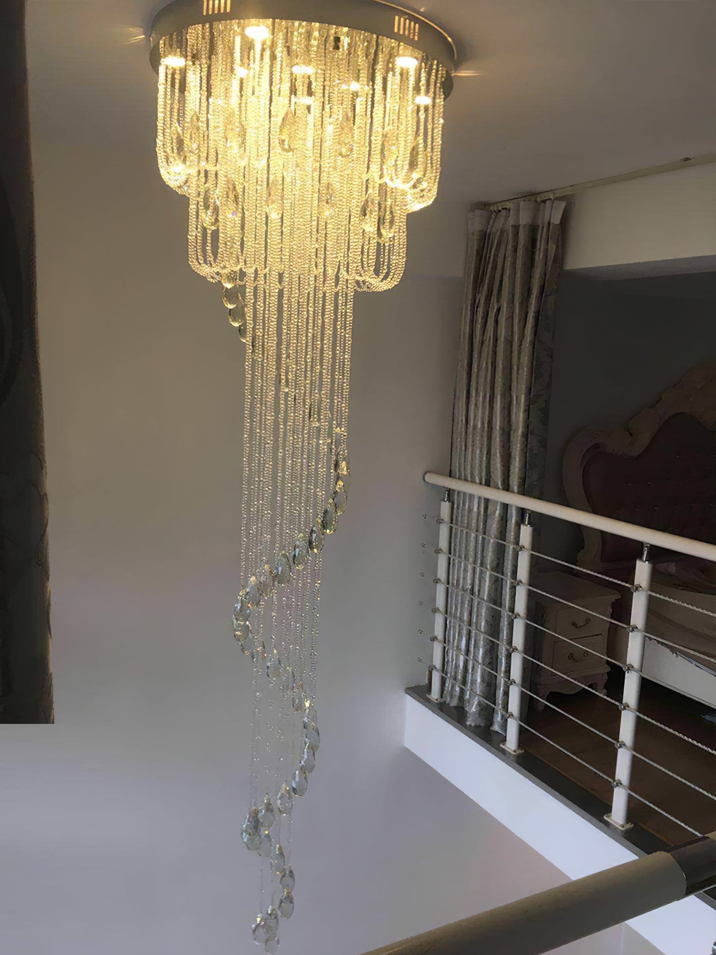 Elegant Classic Symphony Spiral Chandelier with Crystal Accents & LED
