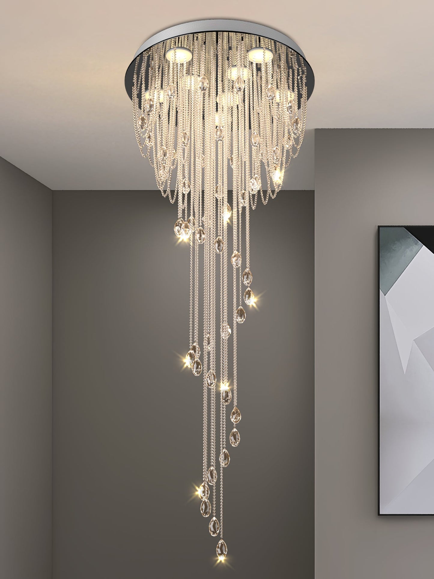 Elegant Classic Symphony Spiral Chandelier with Crystal Accents & LED