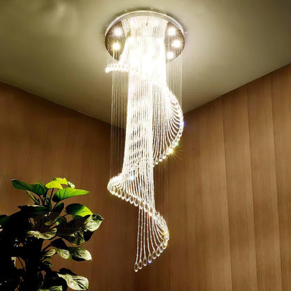Elegant Classic Symphony Spiral Chandelier with Crystal Accents & LED