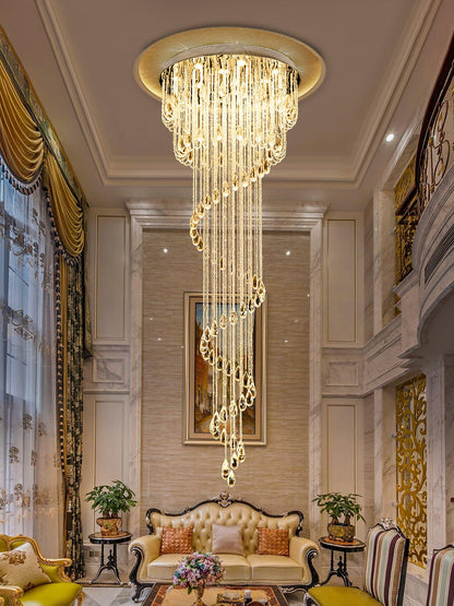 Elegant Classic Symphony Spiral Chandelier with Crystal Accents & LED