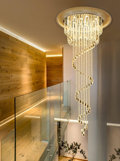 Elegant Classic Symphony Spiral Chandelier with Crystal Accents & LED