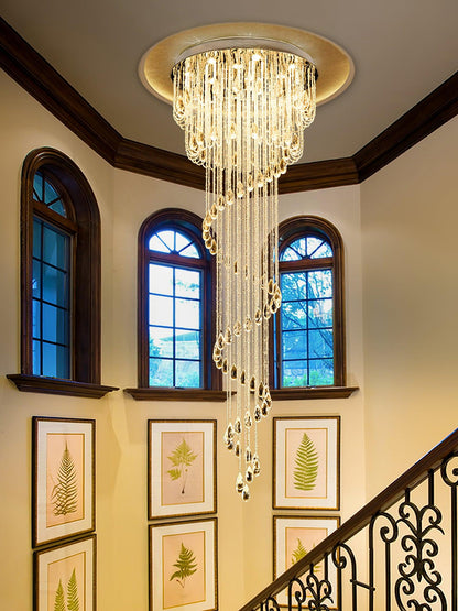 Elegant Classic Symphony Spiral Chandelier with Crystal Accents & LED